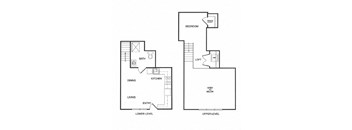 1x1 Live Work A Floor Plan at Koi Apartments, Seattle, Washington, 98107