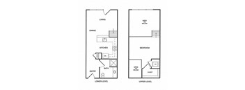 1x1 Loft Floor Plan at Koi Apartments, Seattle, Washington, 98107