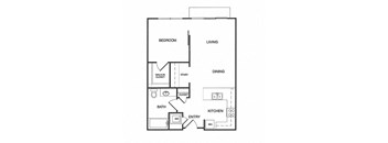 1x1 Study 1 Floor Plan at Koi Apartments, Seattle, 98107