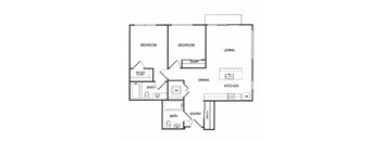 2x2 D Floor Plan at Koi Apartments, Washington