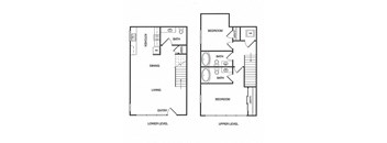 Koi Apartments in Seattle, Washington 2x2.5 Loft Floor Plan at Koi Apartments, Washington