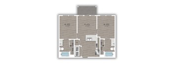 a floor plan of a room with a bathroom and a bedroom