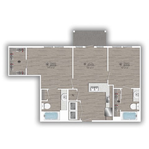 a floor plan of an apartment with a wood paneled