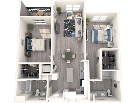 a 3 bedroom floor plan of a 2100 sq ft apartment