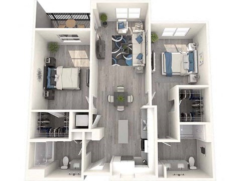 a 3 bedroom floor plan with a bathroom and a living room