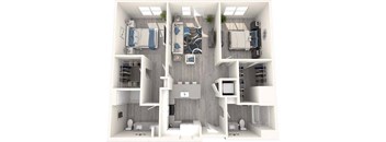 a floor plan of a bedroom with a bathroom and a living room