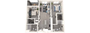 a floor plan of a bedroom with a bathroom and a living room