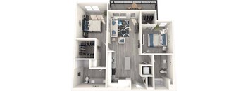 a floor plan of a bedroom with a bathroom and a living room