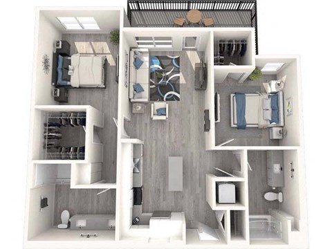 a floor plan of a bedroom with a bathroom and a living room