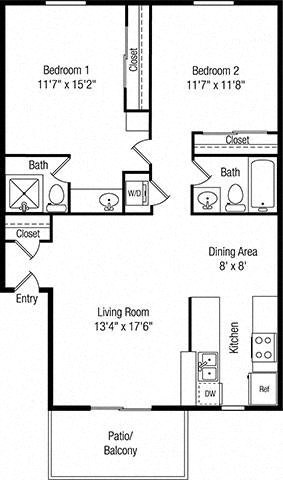 Papago Crossing in Phoenix, Arizona 2x2 Reno Floor Plan