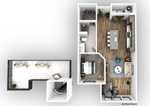 a floor plan with a bedroom and a living room