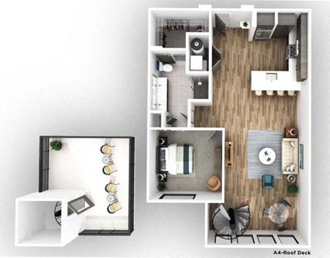 a 1 bedroom floor plan with a bathroom and a living room