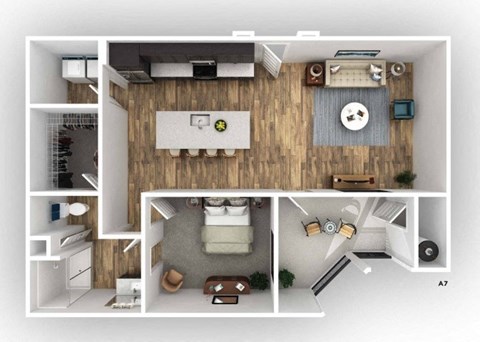a 3d rendering of the floor plan of a bedroom