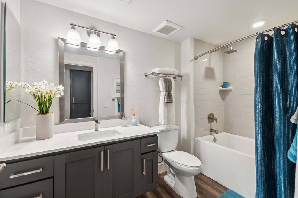 a bathroom with a sink and a toilet and a tub