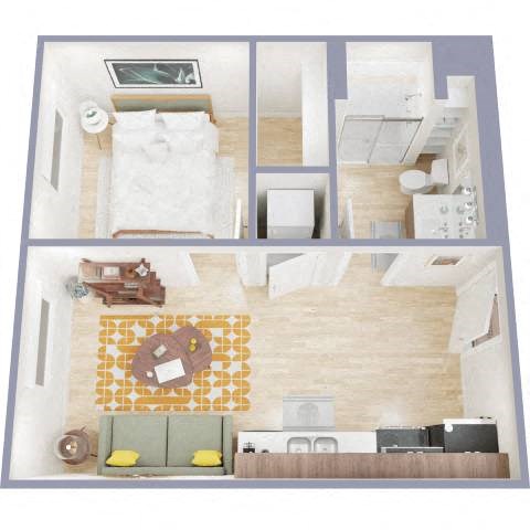 1D Floor Plan at The Benedictine, Tucson, AZ, 85716