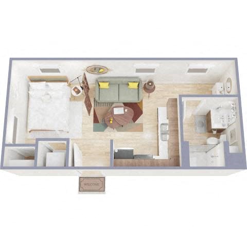 Studio Floor Plan at The Benedictine, Arizona