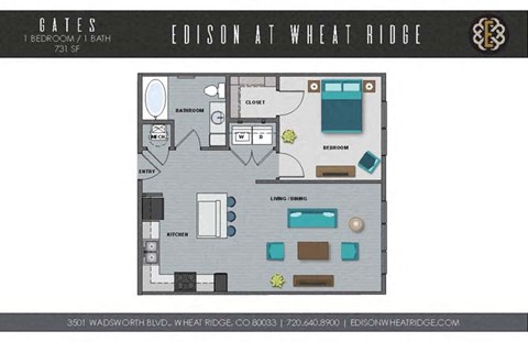 A floor plan of a property at Edison at Wheat Ridge.