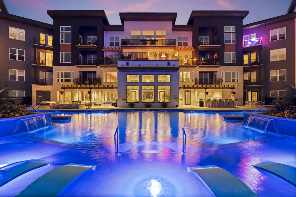 The Donovan Apartments in Lee's Summit, Missouri Pool at Night