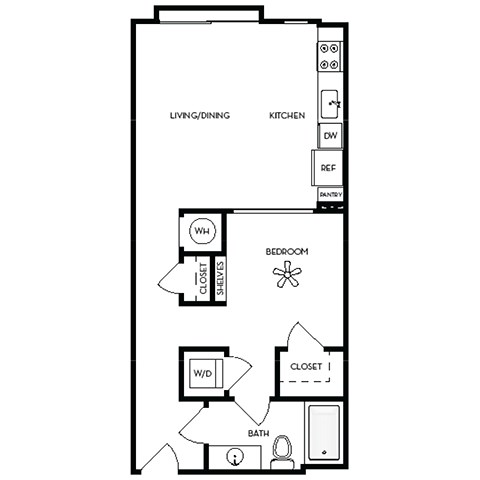 Axis Midtown Apartments in Atlanta, Georgia One Bedroom Floor Plan