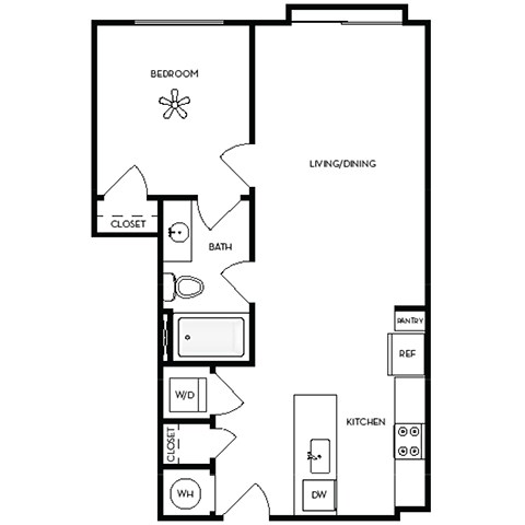 Axis Midtown Apartments in Atlanta, Georgia One Bedroom Floor Plan