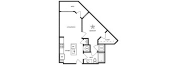 Axis Midtown Apartments in Atlanta, Georgia One Bedroom Floor Plan