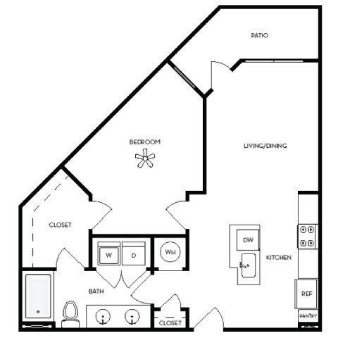 Axis Midtown Apartments in Atlanta, Georgia One Bedroom Floor Plan