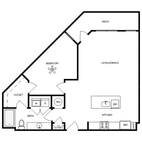 Axis Midtown Apartments in Atlanta, Georgia One Bedroom Floor Plan