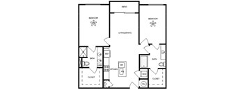 Axis Midtown Apartments in Atlanta, Georgia Two Bedroom Floor Plan