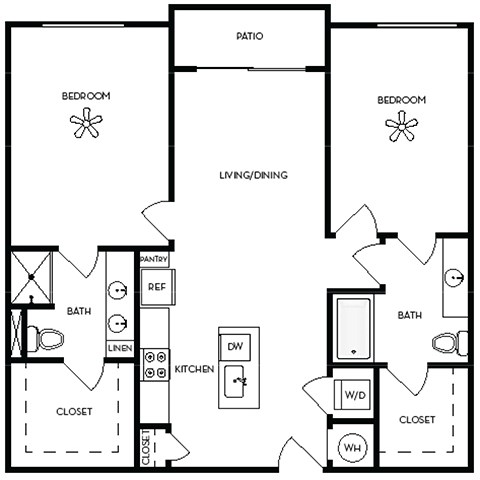 Axis Midtown Apartments in Atlanta, Georgia Two Bedroom Floor Plan
