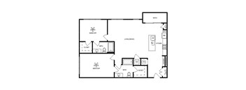 Axis Midtown Apartments in Atlanta, Georgia Two Bedroom Floor Plan