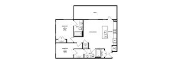 Axis Midtown Apartments in Atlanta, Georgia Two Bedroom Floor Plan