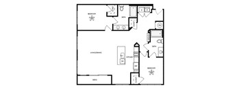 Axis Midtown Apartments in Atlanta, Georgia Two Bedroom Floor Plan
