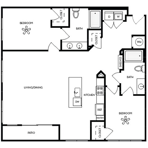 Axis Midtown Apartments in Atlanta, Georgia Two Bedroom Floor Plan