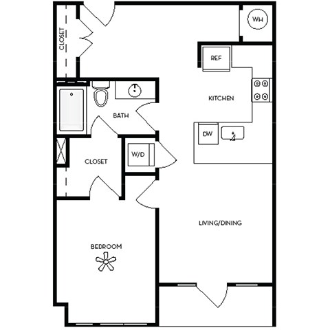 Axis Midtown Apartments in Atlanta, Georgia One Bedroom Floor Plan