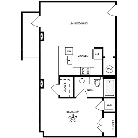 Axis Midtown Apartments in Atlanta, Georgia Studio Floor Plan