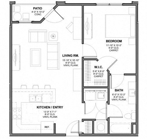 a floor plan of a small house with a kitchen and a living room