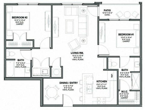 Two-Bedroom Floor Plan B3|Kinsley Forest Apartments