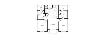 A black and white image of a house floor plan with labeled rooms.