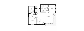 A black and white floor plan of a house with labeled rooms.