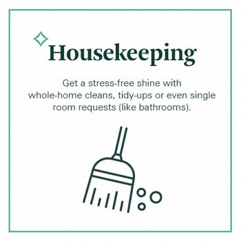 A brochure for housekeeping services that promises to relieve stress.