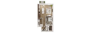 A small, neatly organized bathroom with a toilet, sink, and mirror.