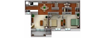 Palm Crest at Station 40 2x2 Renovated Floor Plan