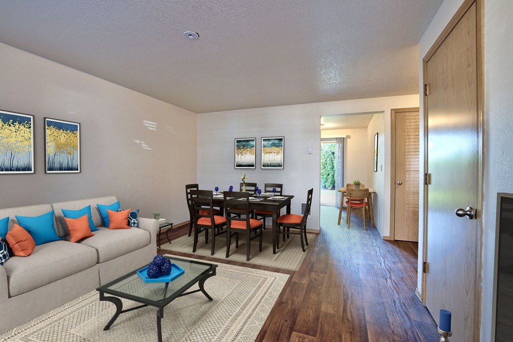 Parc East Apartments Staged Living Room and Dining Room