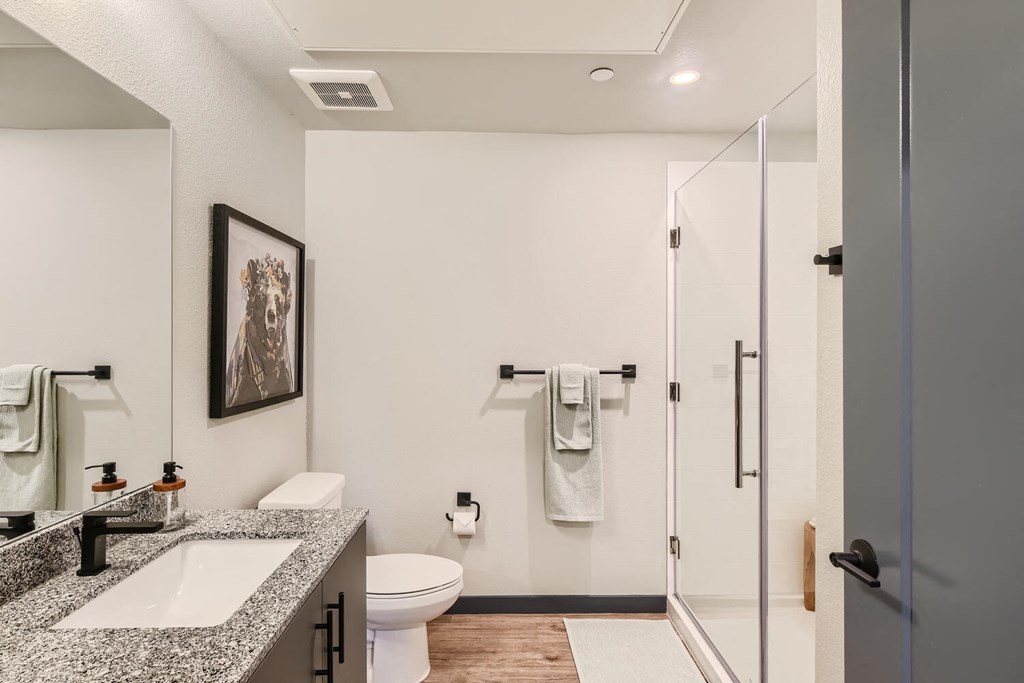 281 Willow Apartment bathroom with a sink and a toilet and a shower