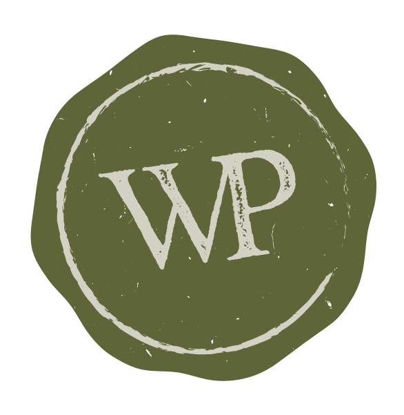 A stamp with the letters "WP" in the center.