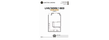 A drawing of a Live/Work 1 Bed apartment.