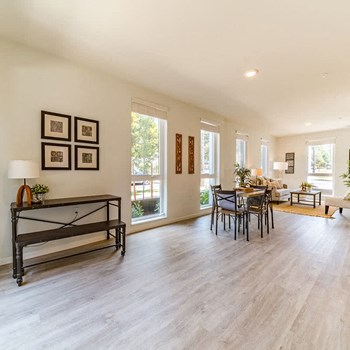 Franklin Flats Apartments Model Dining and Living Room 5166 SE Division Street Studio-2 Beds Apartment for Rent - Photo Gallery 5