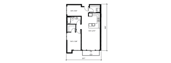 A black and white image of a floor plan with dimensions.