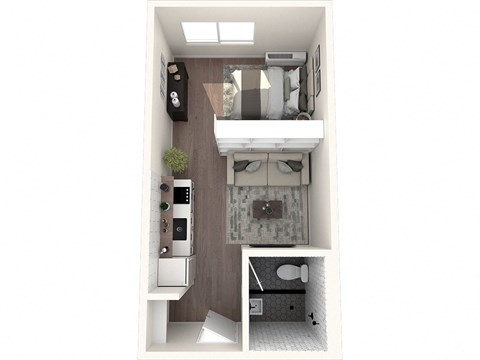 a floor plan of a studio apartment