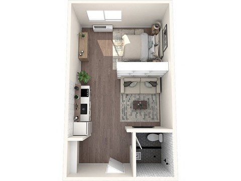 a floor plan of a studio apartment